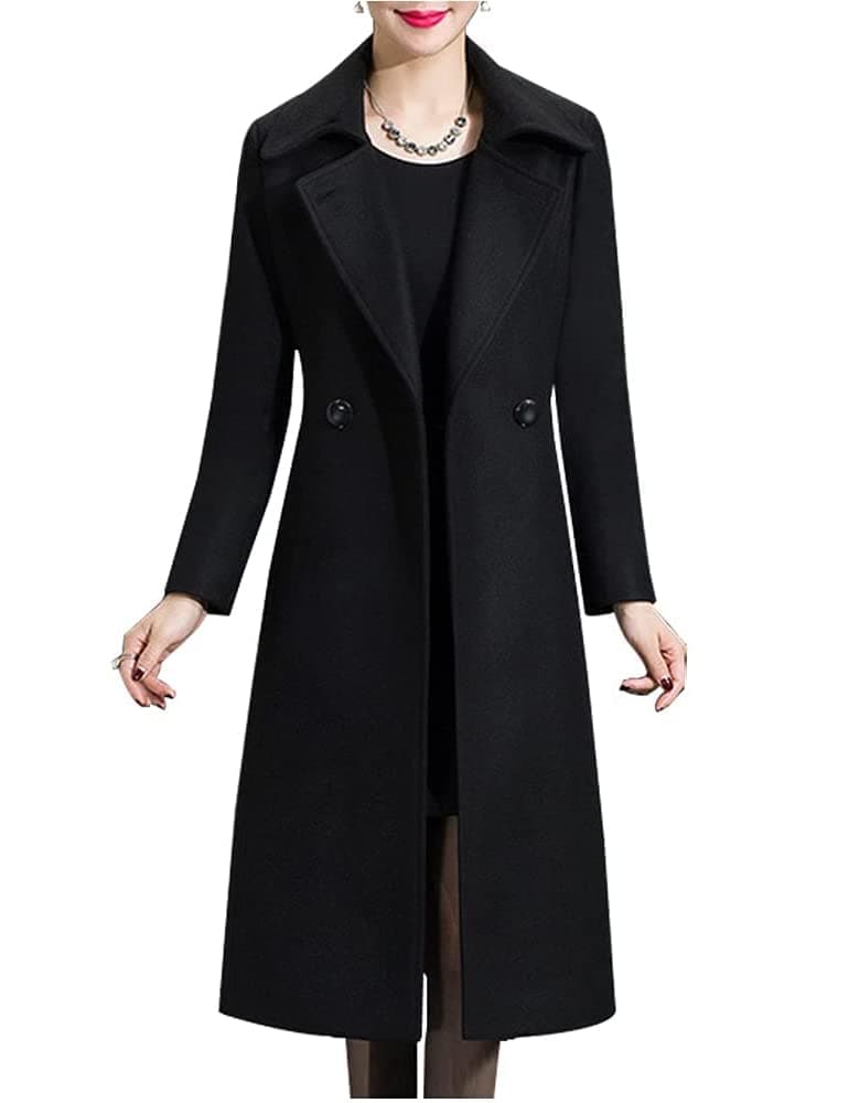 Vintage Double Breasted Long Wool Coats for Women
