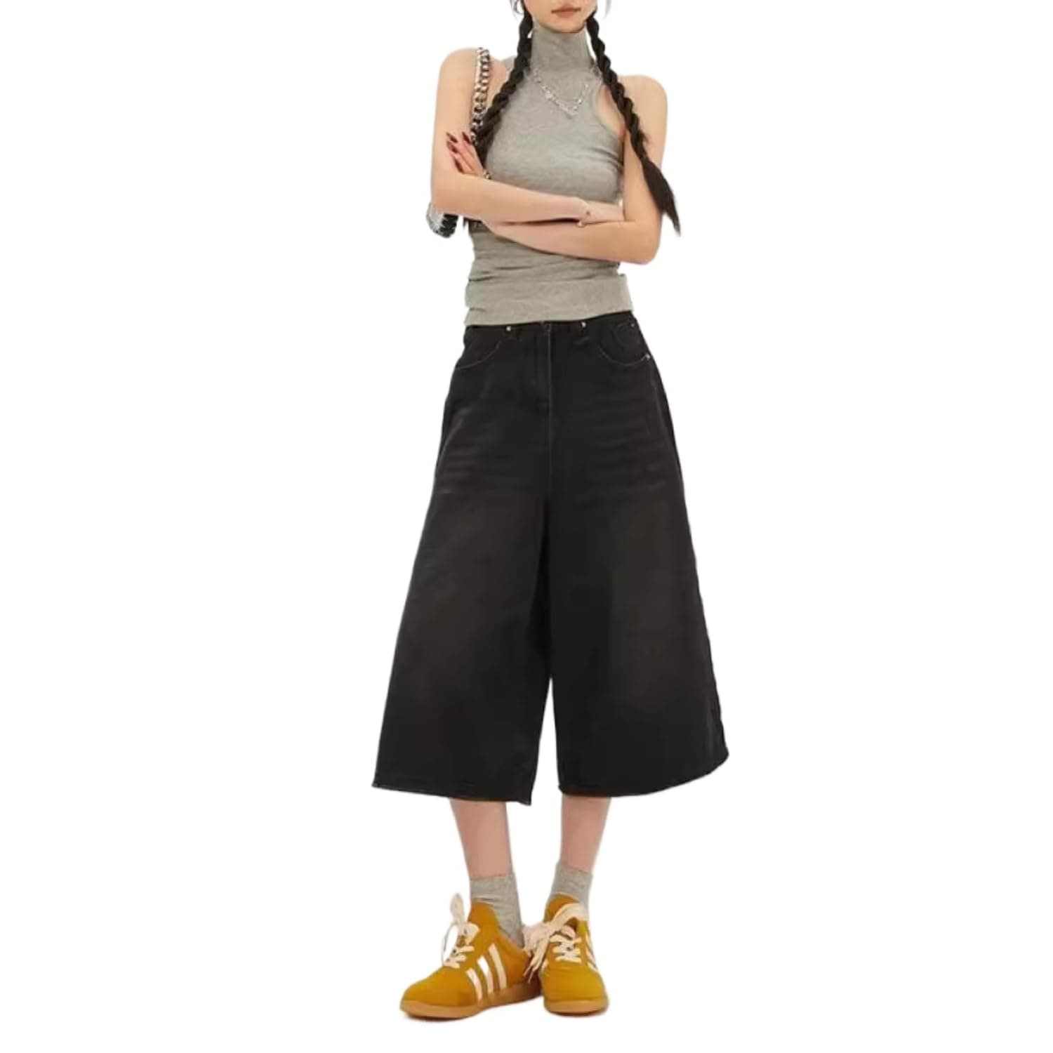 Womens Vintage Baggy Jean Shorts Oversized Boyfriend Streetwear