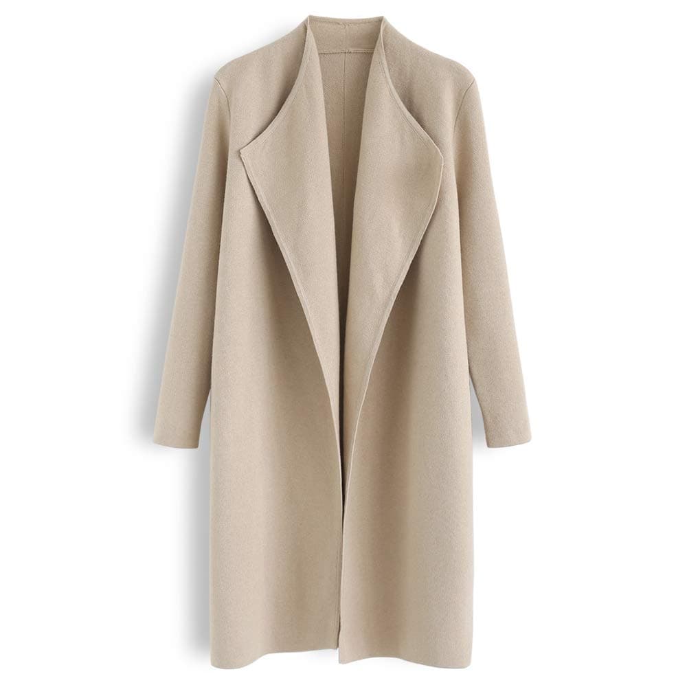 CHICWISH Women's Elegant Open Front Knit Coat Cardigan