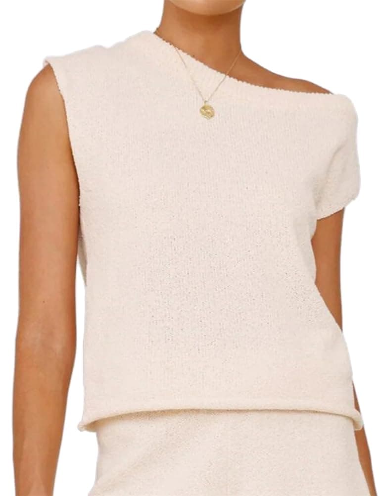 IDESANXUN Women's Off-Shoulder Sleeveless Knit Vest Top Trendy Summer Casual