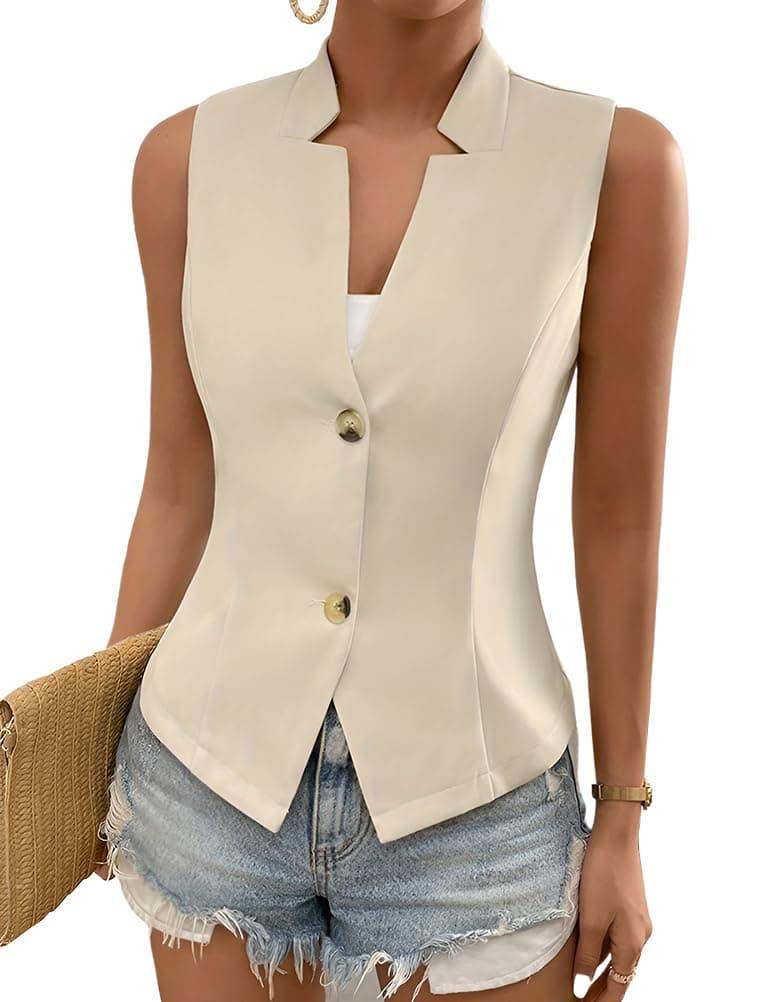 2024 Women's V Neck Sleeveless Suit Vest