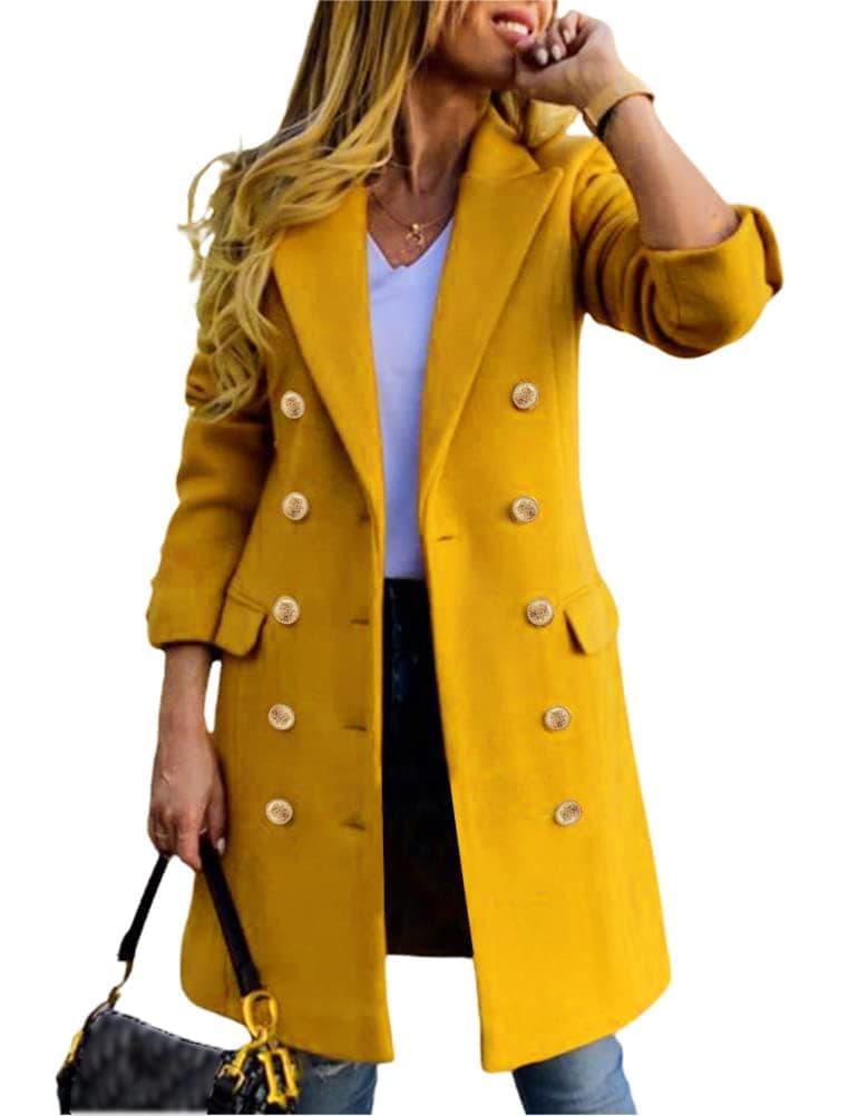 IDEALSANXUN Women's Wool Midi Peacoat for Fall and Winter