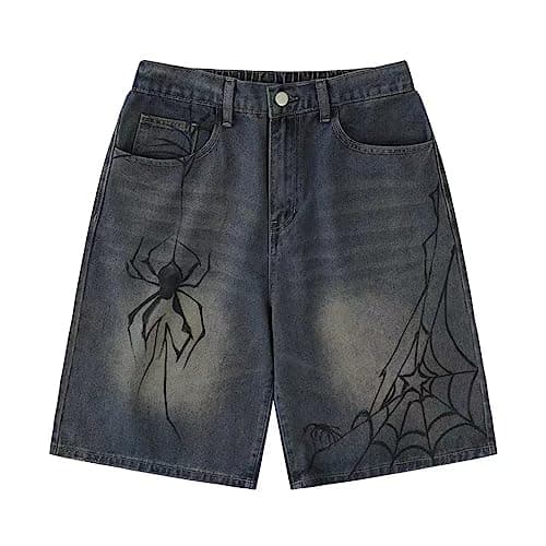 LAPRBY Y2K Blue Denim Straight Leg Shorts Grunge Streetwear