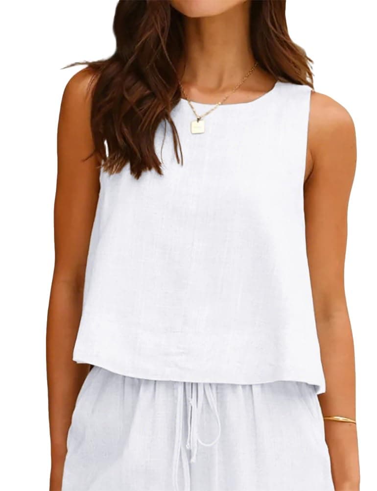 IDEALSANXUN Women's Cotton Linen Tank Tops Summer Relax Fit