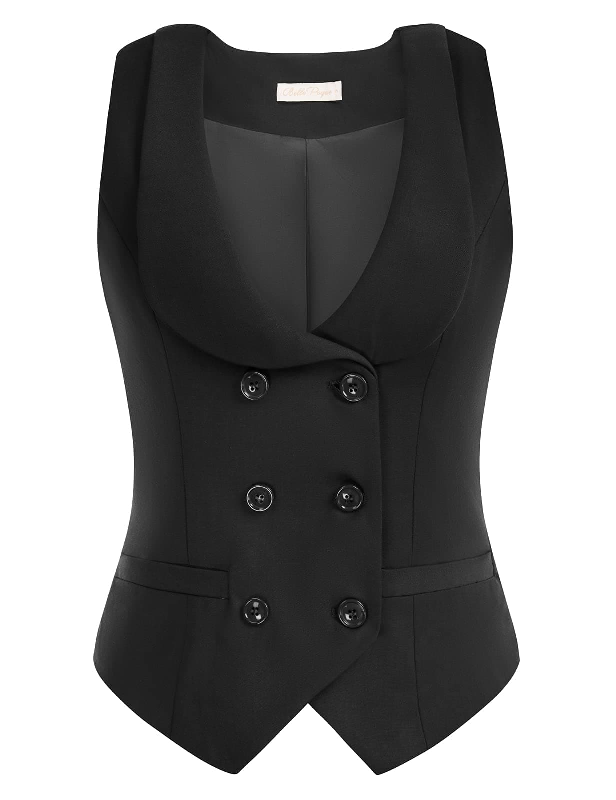 Belle Poque Women's Double Breasted Waistcoat with Vintage Lapel Collar & 2 Pockets