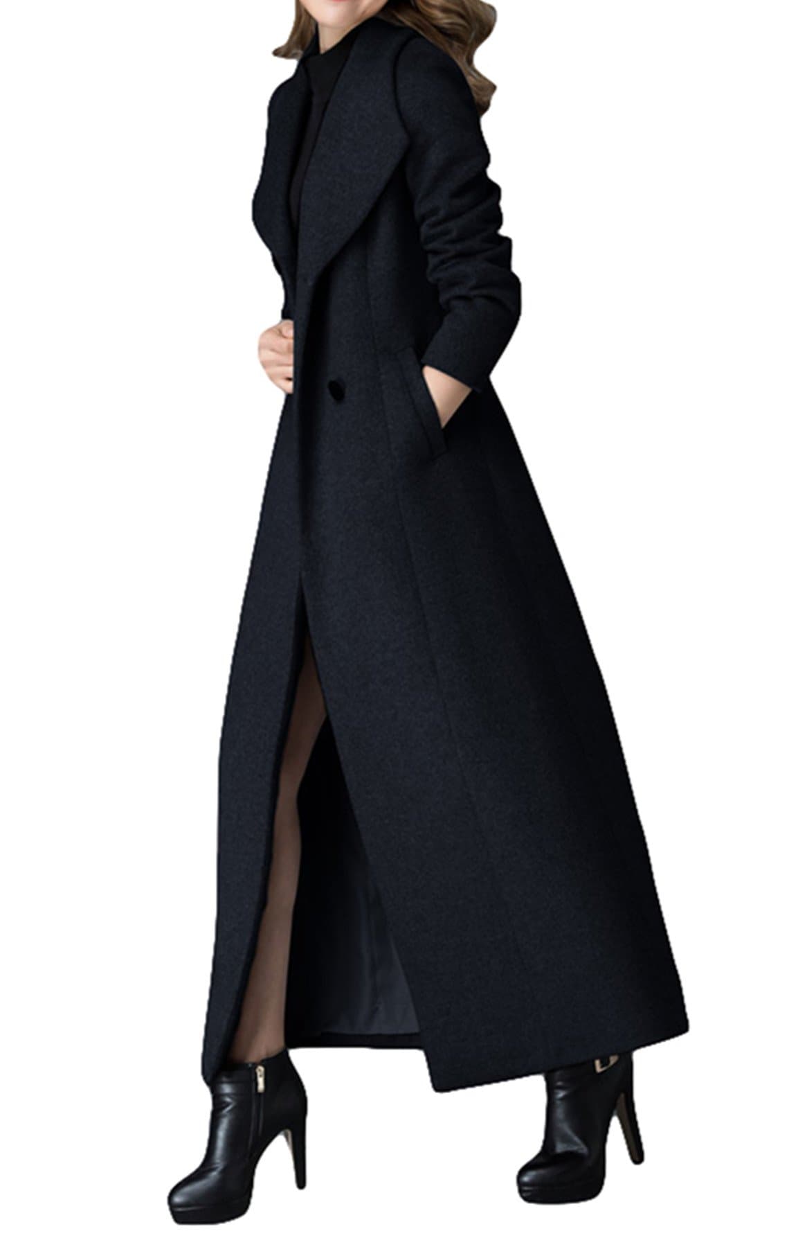 PLAER Women's Cashmere Trench Coat in Black