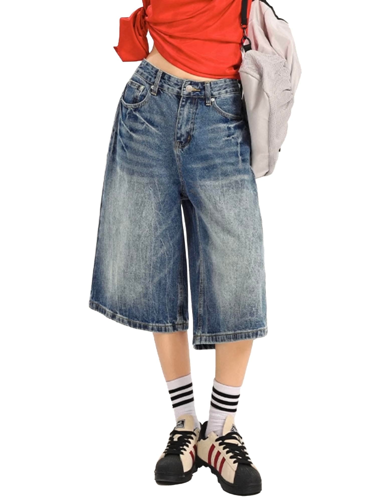 EMMIOL Women's Wide Leg Denim Jorts Shorts Y2K Summer Style