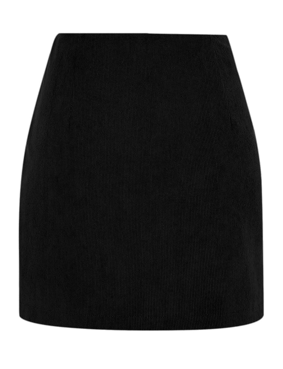 IDEALSANXUN High-Waisted Knee-Length Corduroy Skirt for Women