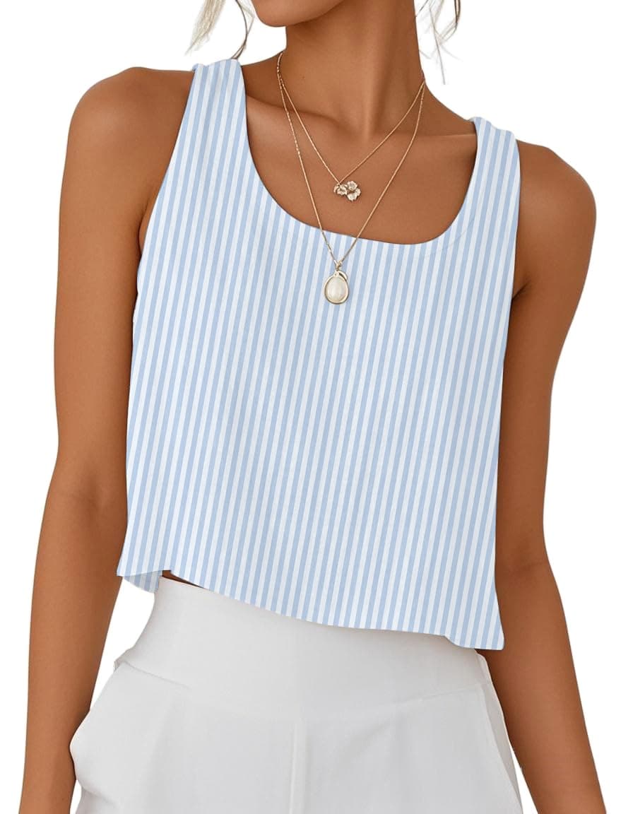 IDEALSANXUN Women's Cotton Linen Crop Top Summer Sleeveless Tops