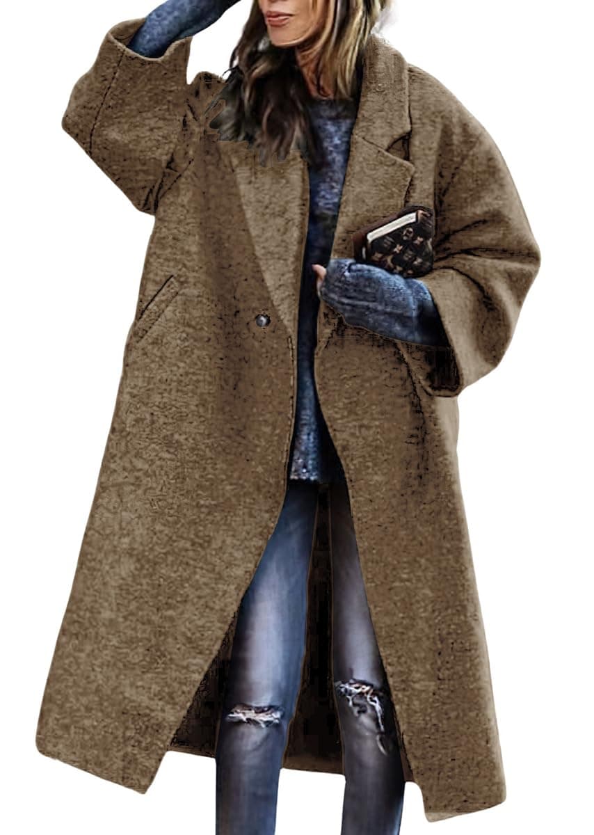 Chouyatou Women's Winter Double Breasted Midi Wool Coat