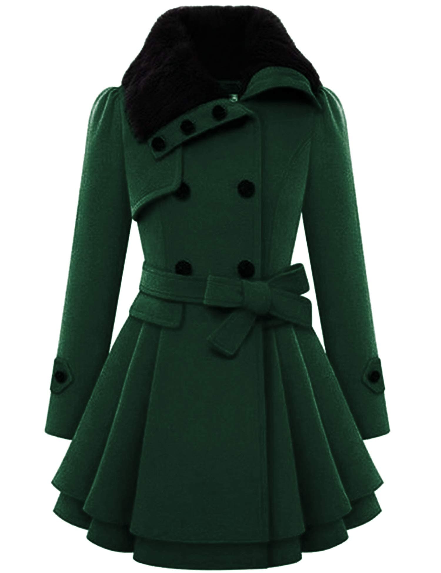 Zeagoo Women's Faux Fur Trench Coat Winter Warm Double-Breasted Jacket S-2XL