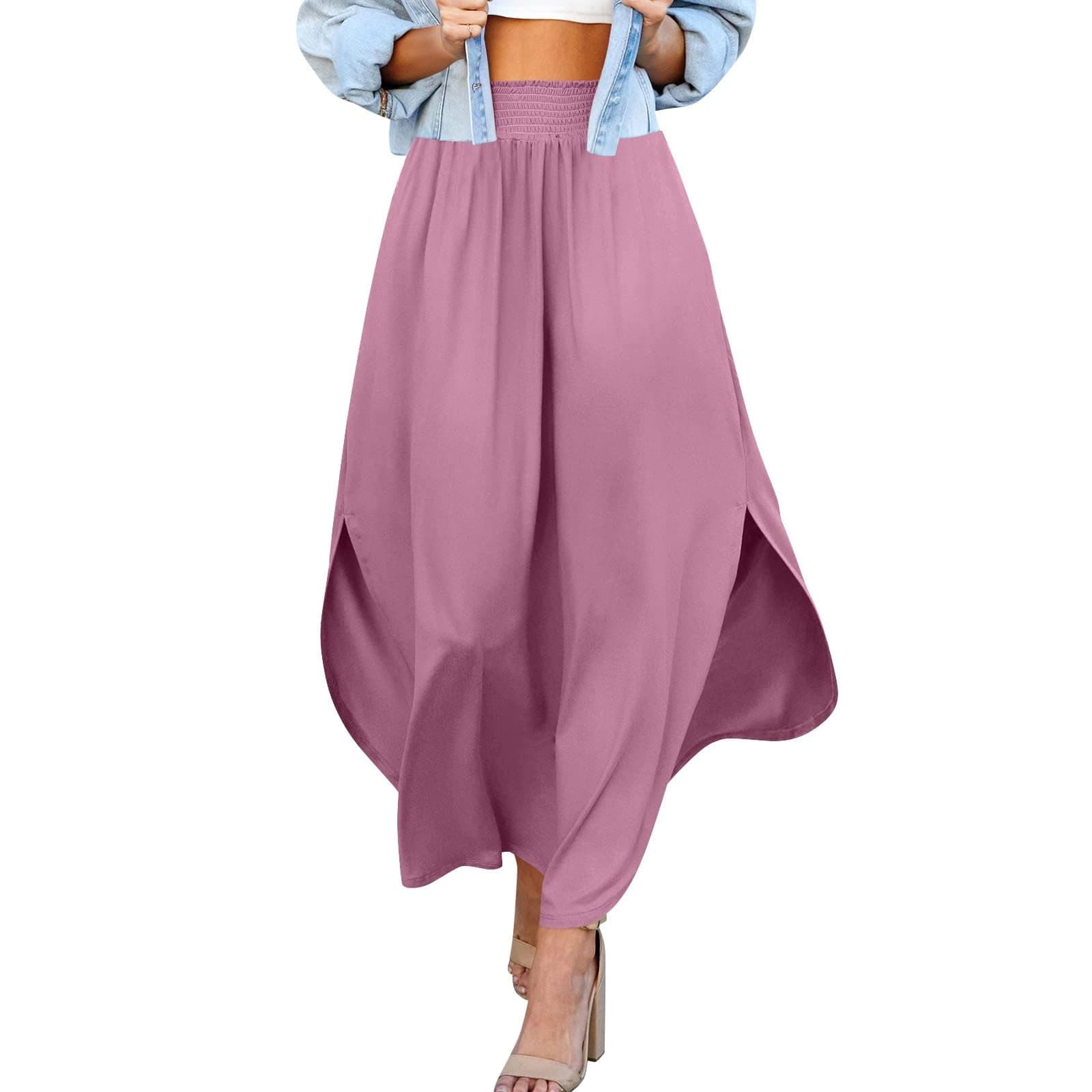 JJHAEVDY Women's Elastic Maxi Skirt with Pockets