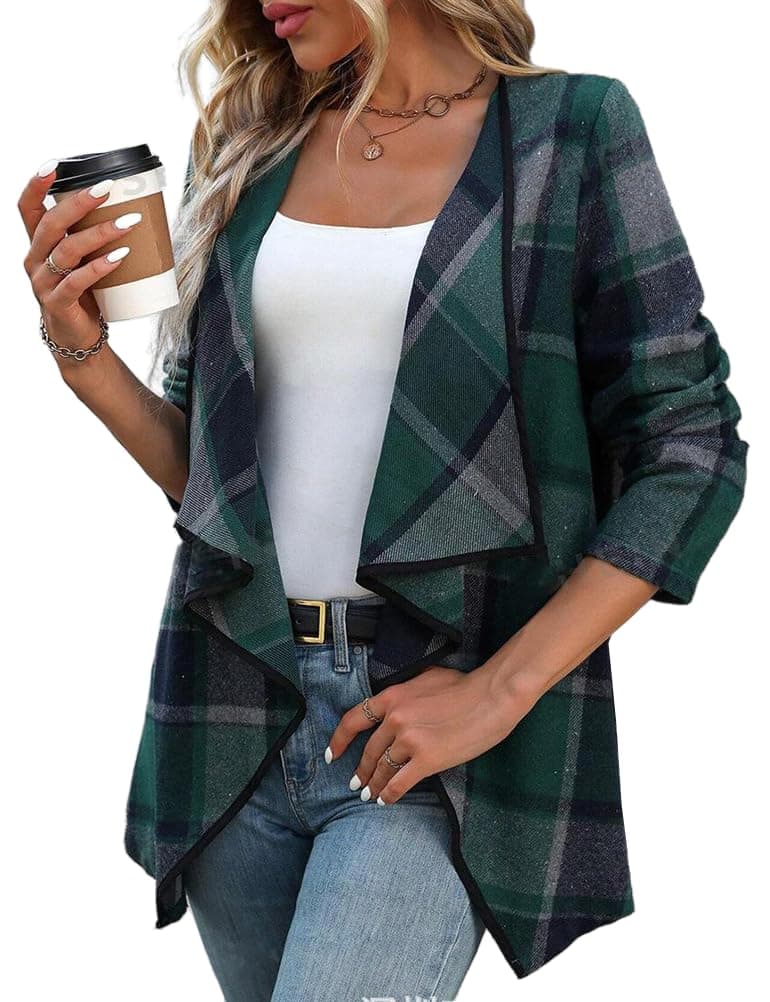 Women's IDEALSANXUN Wool Plaid Jacket - Trendy Fall Winter Coat