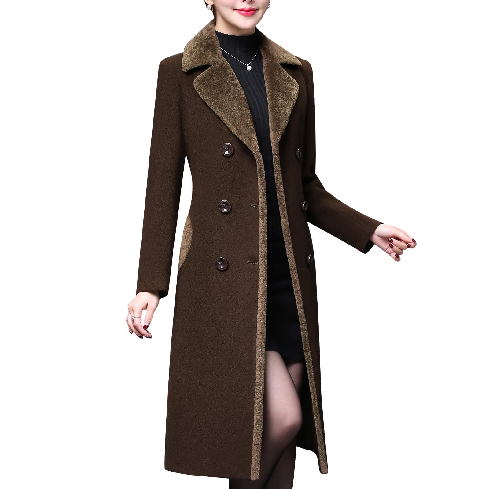 Women's Double-Breasted Wool Winter Coat
