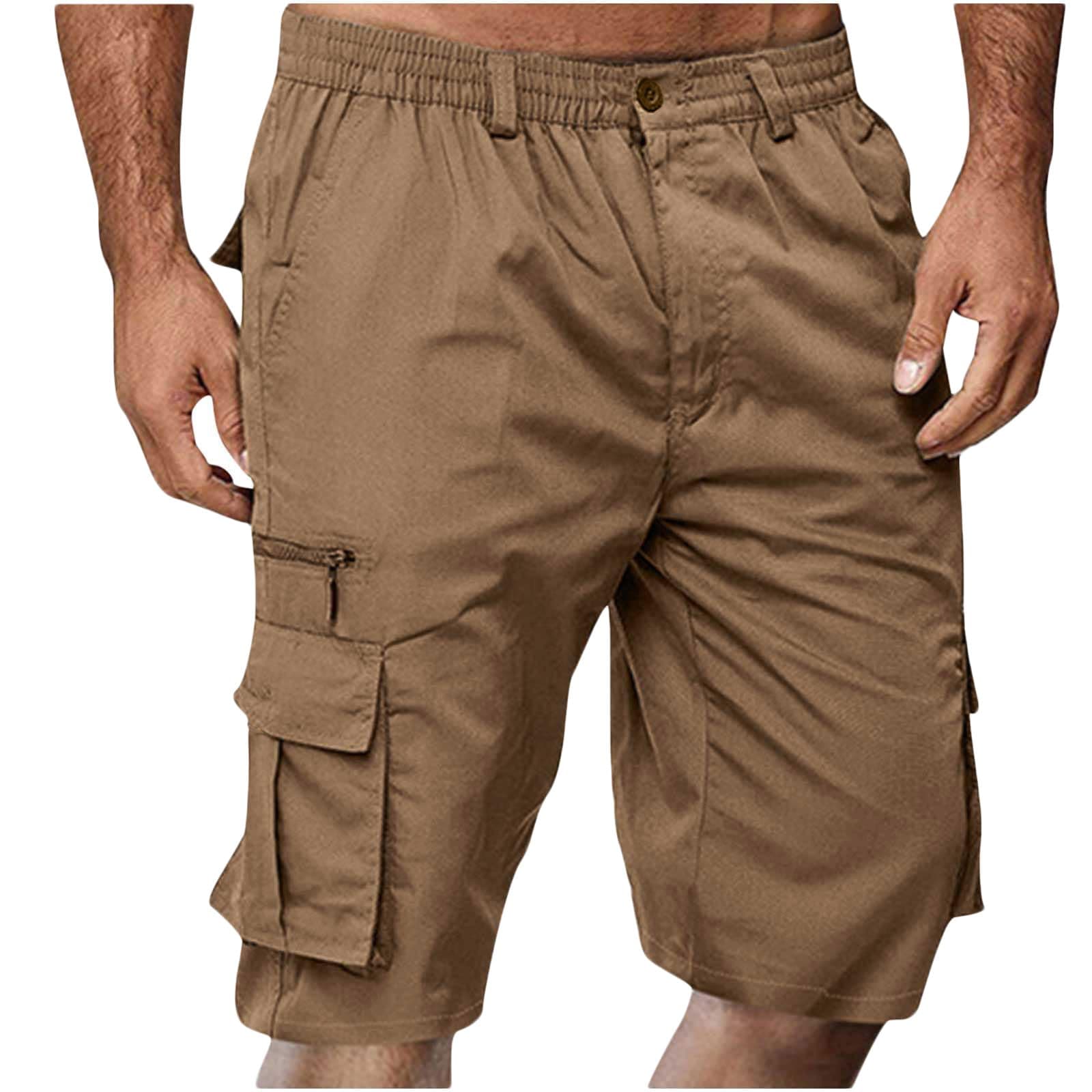 2024 Men's Elastic Waist Cargo Shorts Loose & Multi Pockets