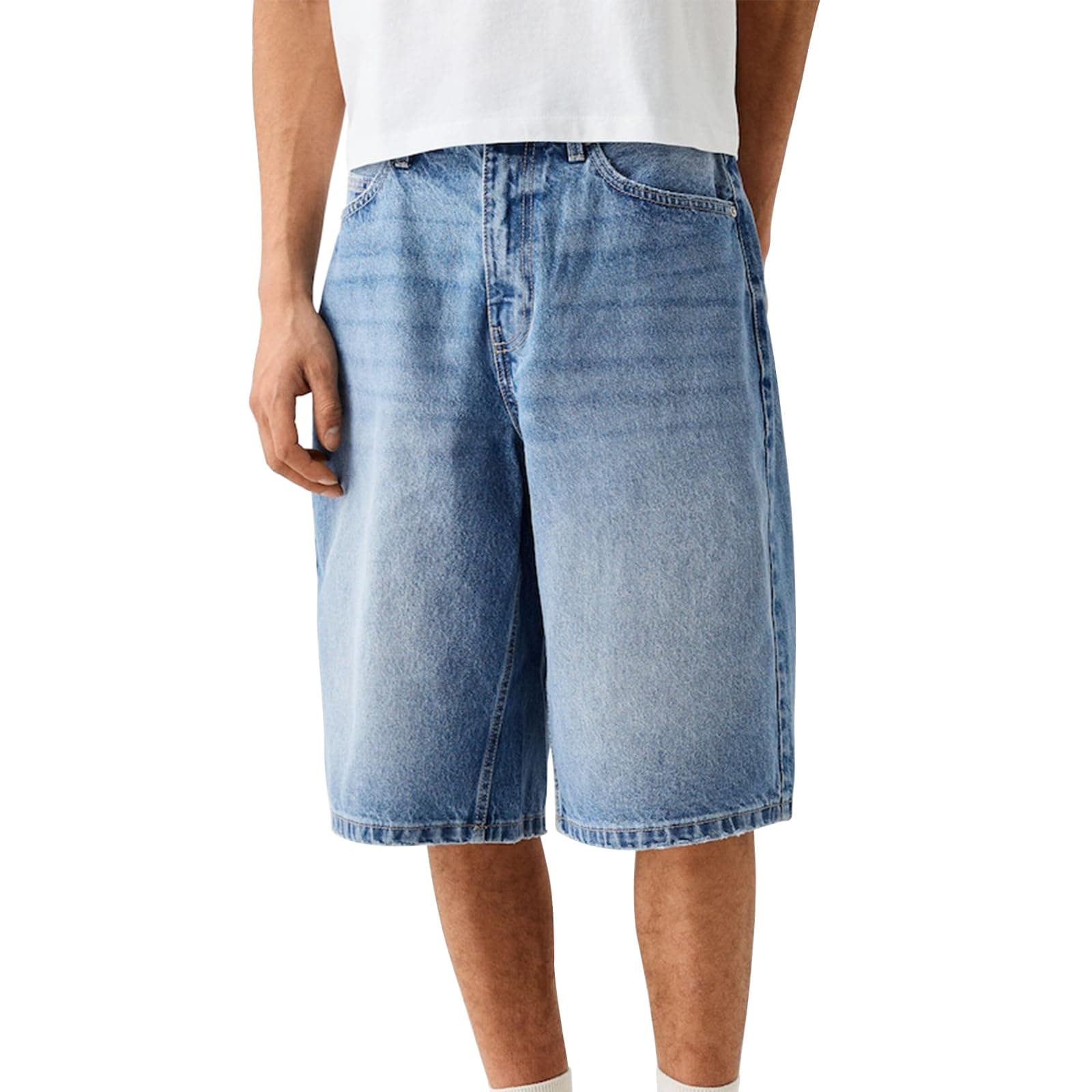 Winioder Men's Casual Baggy Jeans Shorts Wide Leg Denim Jorts