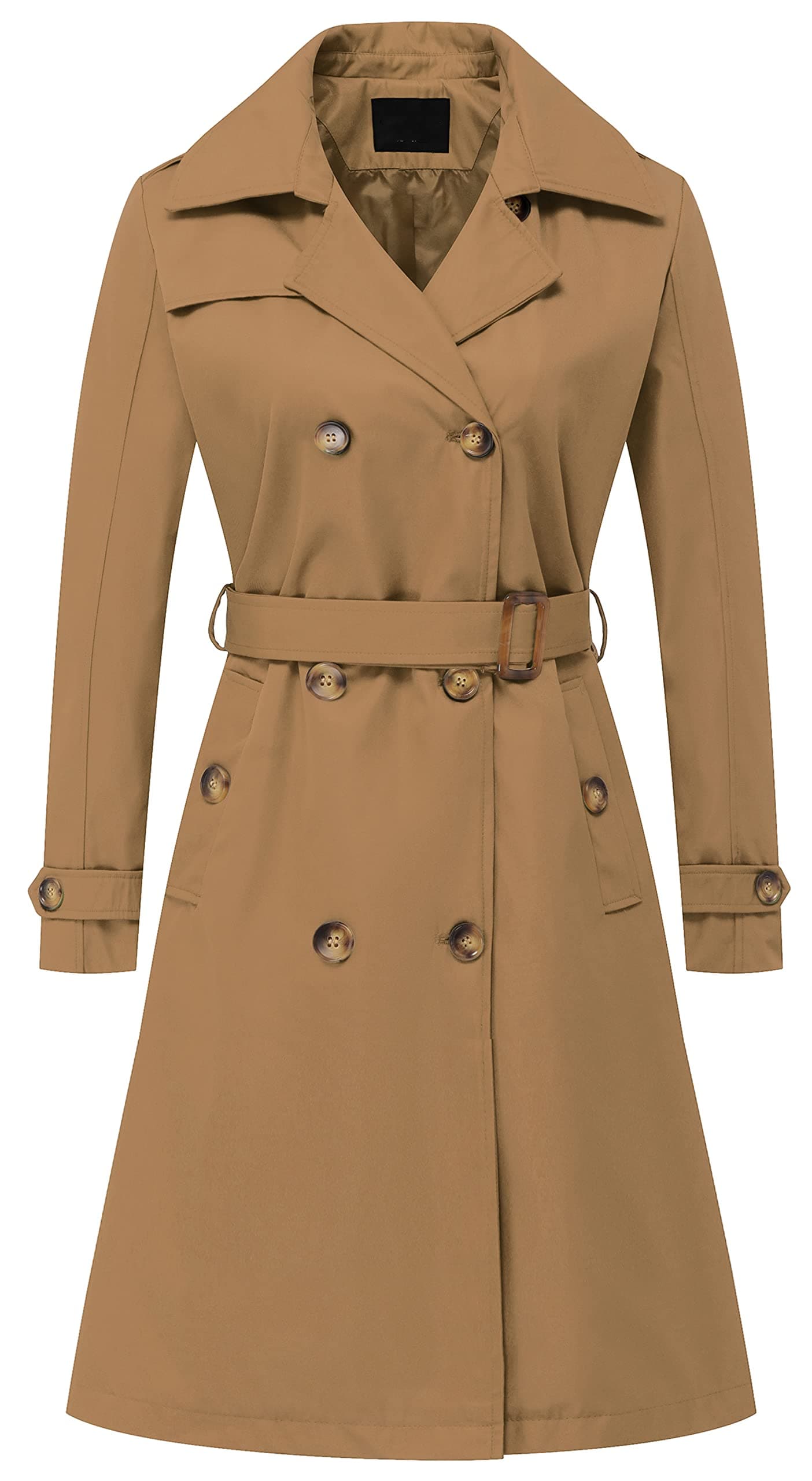 Chrisuno Women's Long Trench Coat with Belt and Hood