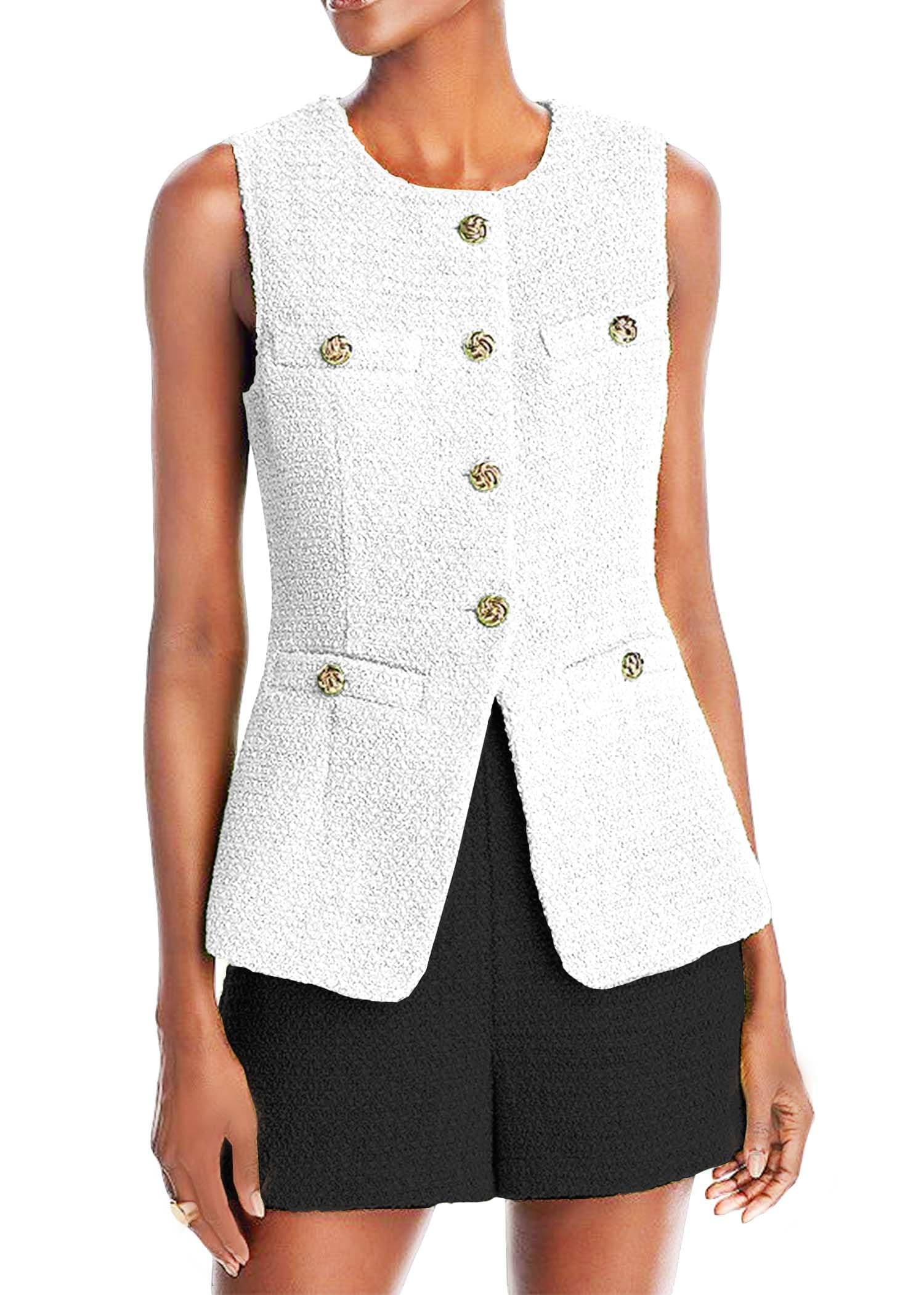 Mina Self Women's 2025 Summer Lightweight Y2K Tweed Vest Top Casual