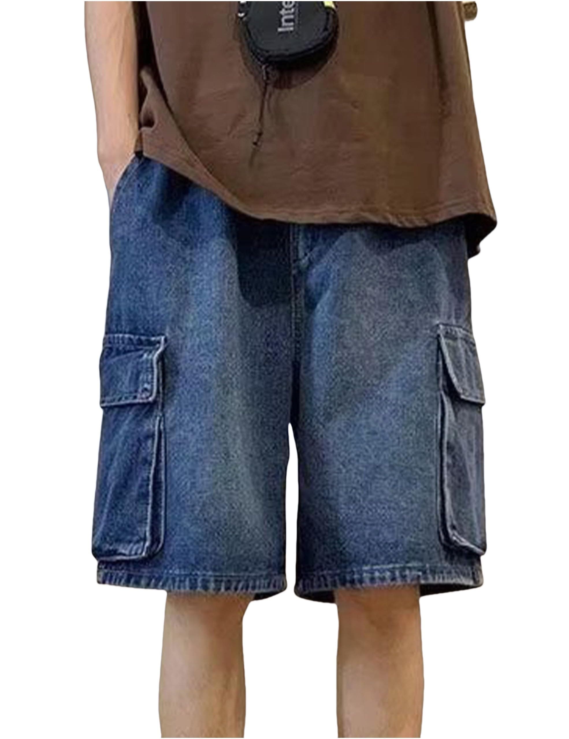Fexrory Men's Y2K Blue Denim Shorts