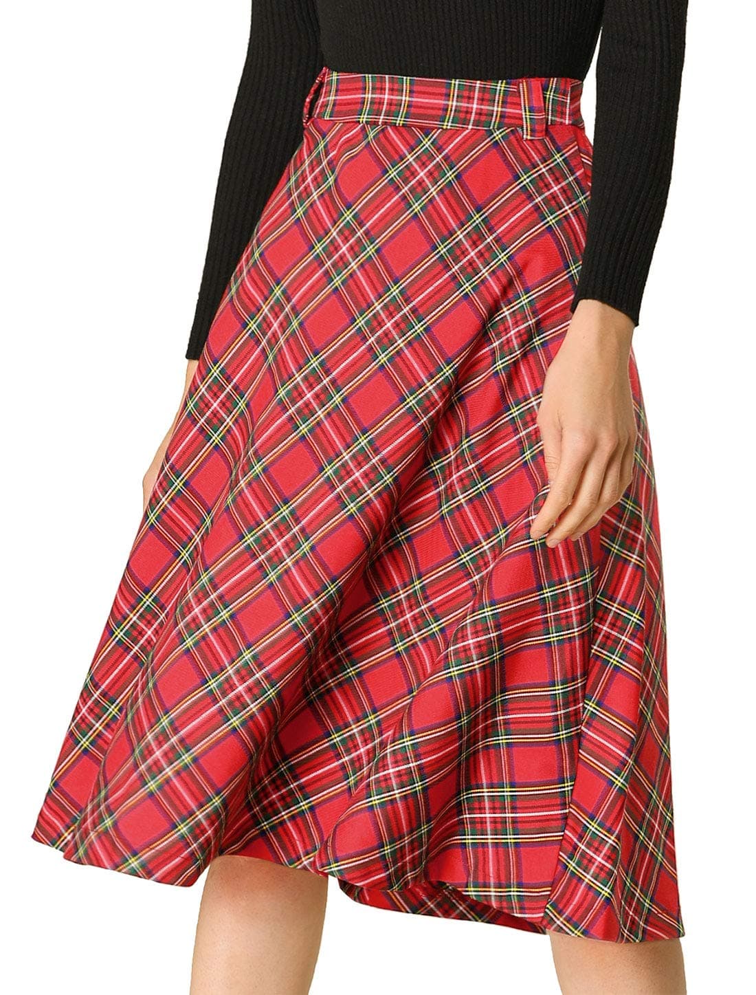 Allegra K Women's Vintage Tartan A-Line Midi Skirt