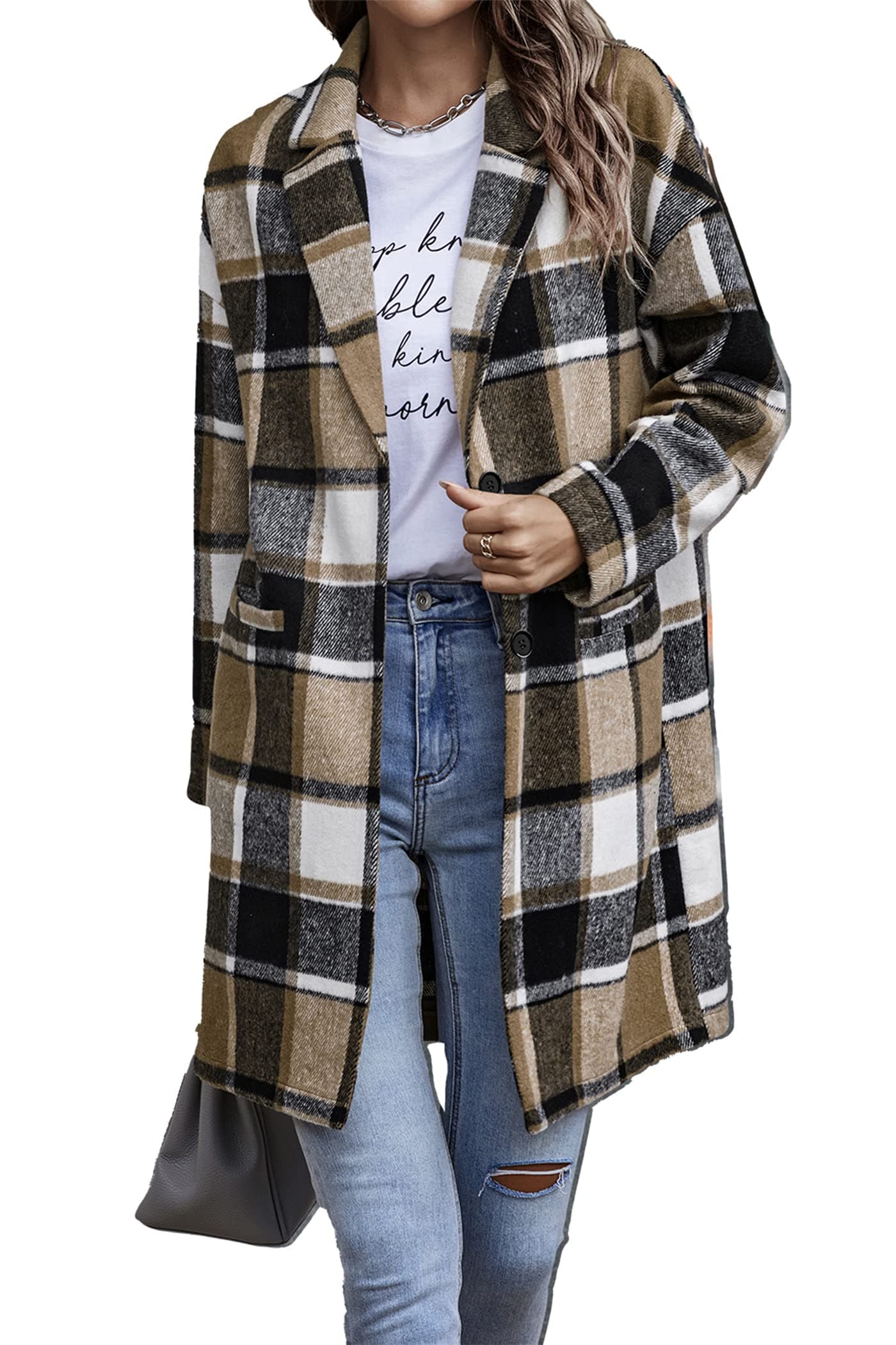 PrettyGarden Women's Plaid Winter Jacket With Pockets