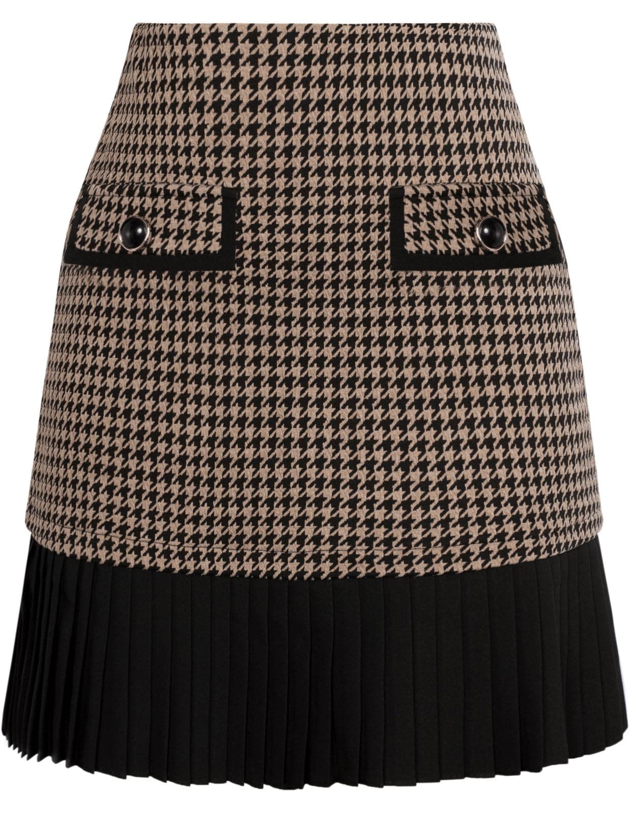 Kate Kasin Women's Casual Plaid High Waist Pleated Mini Skirt