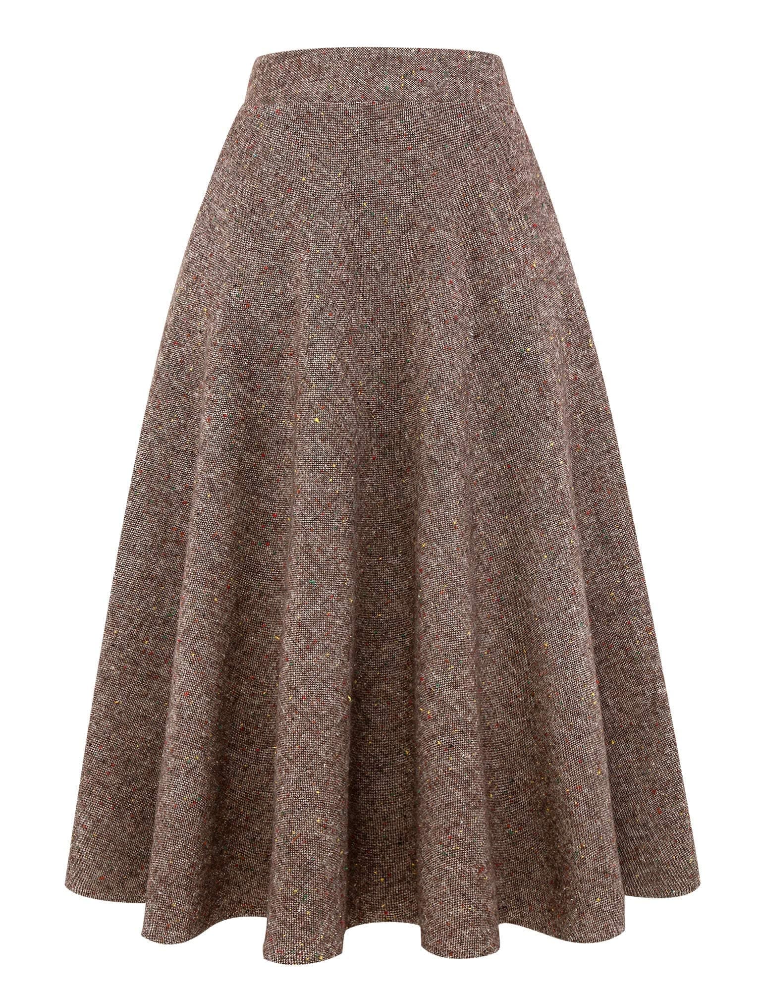 Ylingjun Long Plaid Wool Skirt for Women Winter Warm