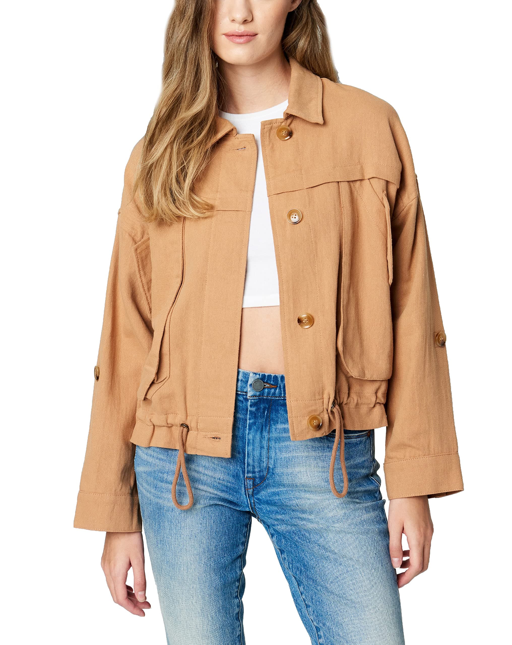 BLANKNYC Women's Luxury Linen Utility Jacket with Pockets